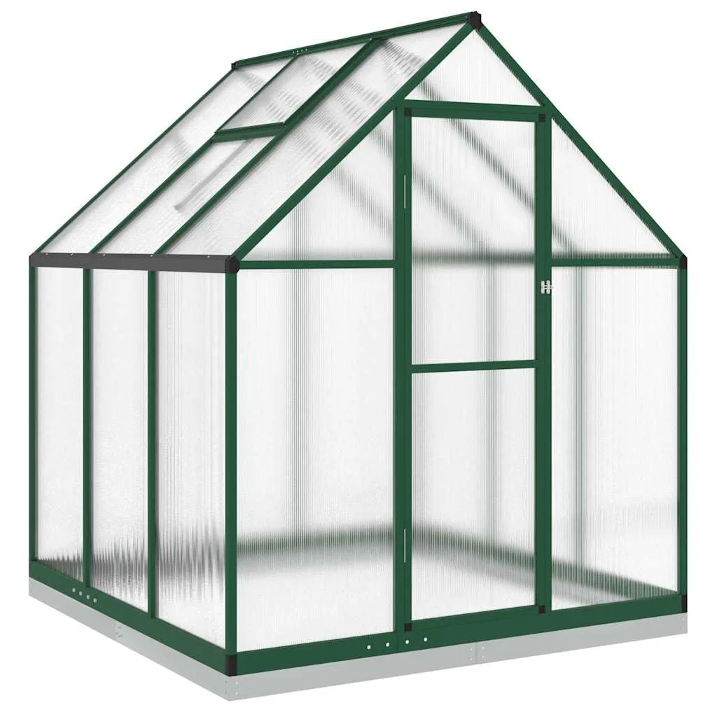 Refined Pflanzenhaus mit Dachrinnensystem Flügeltür Treibhaus für Pflanzen Frühbeet Gewächshaus mit Fundamentrahmen Grün 169x169x202 cm Aluminimum - Bild 1