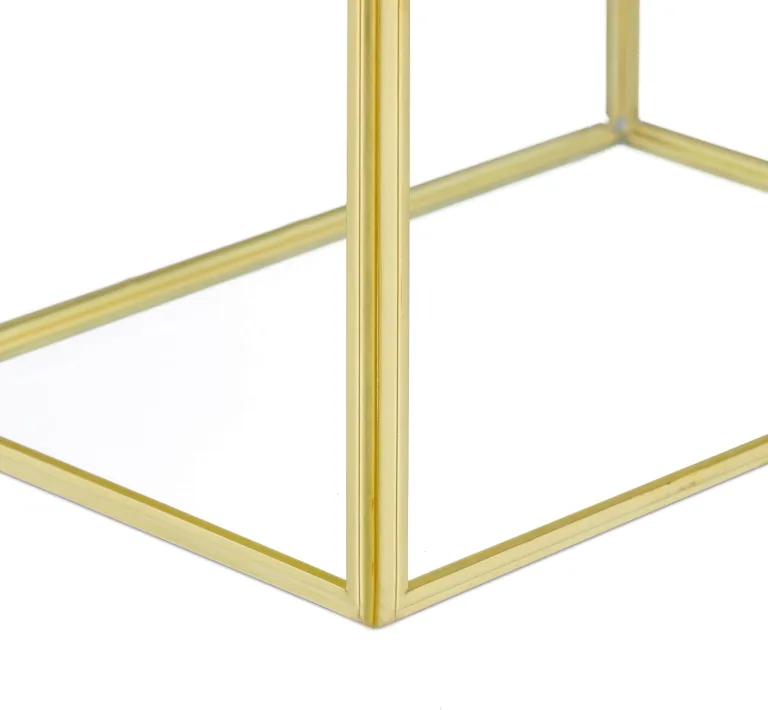 Relaxdays Pflanzenterrarium, Glas & Kupfer, HBT: 15x15x10 cm, Deko Glashaus Kakteen & Moos, Glaskasten Fensterbank, gold – Bild 6