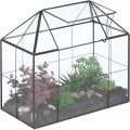 Relaxdays Pflanzenterrarium, Glas & Kupfer, HBT: 27x30x15 cm Deko Glashaus Kakteen & Moos, Glaskasten Fensterbank, gold - Thumbnail 7
