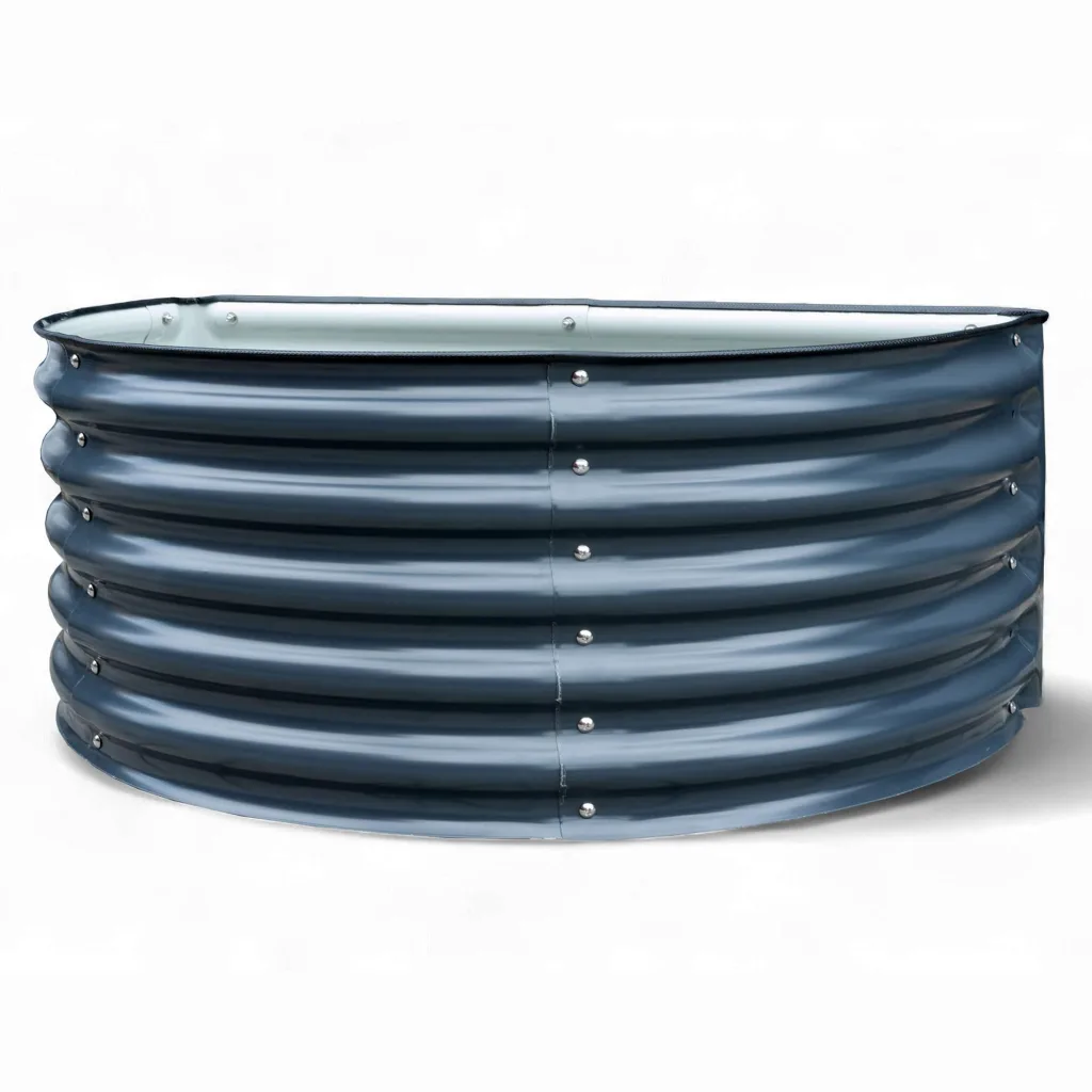 Hochbeet Garten Balkon optionaler Gewächshausaufsatz | stahlverzinktes & pulverbeschichtetes 0,6mm Metall anthrazit - Edelstahlschrauben (240L Hochbeet halbrund)
