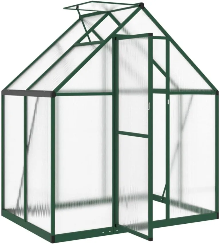 IKAYAA Gewächshaus Aluminium mit Fundament Gewächshaus für den Garten Gartenhaus Winterfest Tomatenhaus Frühbeet und Pflanzenhaus-Grün-169 x 114 x 195 cm – Bild 7