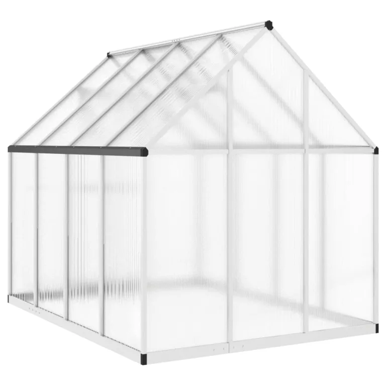 IKAYAA Gewächshaus Aluminium mit Fundament Gewächshaus für den Garten Gartenhaus Winterfest Tomatenhaus Frühbeet und Pflanzenhaus-Silber-224 x 169 x 195 cm – Bild 5