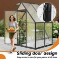 Aufun Premium Gewächshaus Aluminium, 2.25m² Gartengewächshäuser mit 6 cm Fundament und 4 mm PC Platte Treibhaus Tomatenhaus Gartenhaus UV beständig Wetterfest für den Garten, 125x180x195 cm - Thumbnail 5