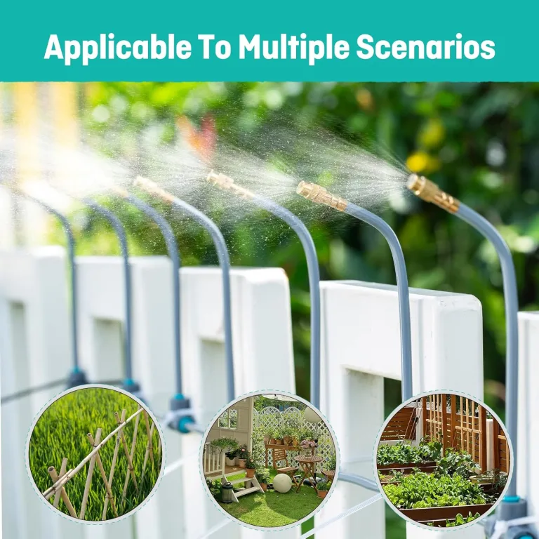 360° Automatisches Garten Bewässerungssystem, Tropfbewässerung mit Präziser Durchflussregelung, Sprinklersystem Kühlsystem für Gewächshaus, Hochbeet, Terrasse, Balkontopfpflanzen (30M) – Bild 5