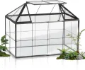 Mini Gewächshaus Fensterbank Glas mit Auffangschale 24,2 x 14,7 x 29 cm Pflanzenterrarium Klein Flaschengarten DIY (Keine Pflanzen enthalten) Deko für Sukkulenten, Kakteen - Thumbnail 8