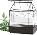 Mini Gewächshaus Fensterbank Glas mit Auffangschale 24,2 x 14,7 x 29 cm Pflanzenterrarium Klein Flaschengarten DIY (Keine Pflanzen enthalten) Deko für Sukkulenten, Kakteen - Thumbnail 1