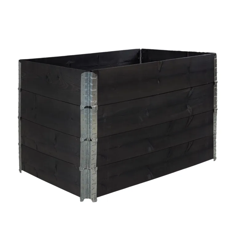 TRUTZHOLM Hochbeet aus Holz 120x80x80 cm Palettenrahmen 4-teilig stapelbar steckbar faltbar Pflanzbeet Beeteinfassung Holzrahmen Aufsatzrahmen für Europalette Garten Balkon Terrasse in Grau – Bild 8