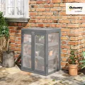 Outsunny 3 Stufen Gewächshaus Treibhaus Frühbeet mit Zwei Türen Frühbeetkasten aus Polycarbonat und Holz wetterfest Belastbar bis 15 kg(je Einlegeboden) 58 x 44 x 78 cm Dunkelgrau - Thumbnail 2