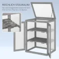 Outsunny 3 Stufen Gewächshaus Treibhaus Frühbeet mit Zwei Türen Frühbeetkasten aus Polycarbonat und Holz wetterfest Belastbar bis 15 kg(je Einlegeboden) 58 x 44 x 78 cm Dunkelgrau - Thumbnail 5