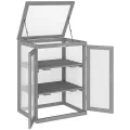 Outsunny 3 Stufen Gewächshaus Treibhaus Frühbeet mit Zwei Türen Frühbeetkasten aus Polycarbonat und Holz wetterfest Belastbar bis 15 kg(je Einlegeboden) 58 x 44 x 78 cm Dunkelgrau - Thumbnail 10