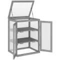 Outsunny 3 Stufen Gewächshaus Treibhaus Frühbeet mit Zwei Türen Frühbeetkasten aus Polycarbonat und Holz wetterfest Belastbar bis 15 kg(je Einlegeboden) 58 x 44 x 78 cm Dunkelgrau - Thumbnail 1