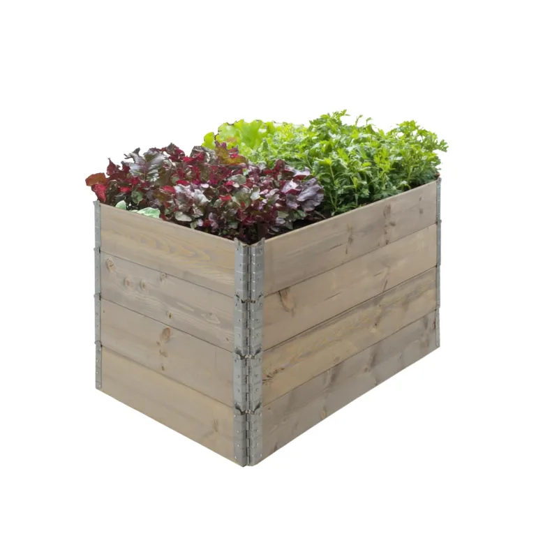 TRUTZHOLM Hochbeet aus Holz 120x80x80 cm Palettenrahmen 4-teilig stapelbar steckbar faltbar Pflanzbeet Beeteinfassung Holzrahmen Aufsatzrahmen für Europalette Garten Balkon Terrasse in Natur – Bild 8