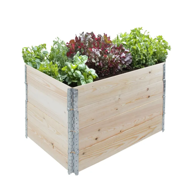 TRUTZHOLM Hochbeet aus Holz 120x80x80 cm Palettenrahmen 4-teilig stapelbar steckbar faltbar Pflanzbeet Beeteinfassung Holzrahmen Aufsatzrahmen für Europalette Garten Balkon Terrasse in Natur – Bild 1