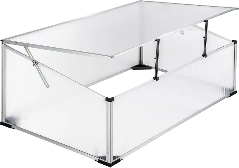 tectake® Frühbeet, Frühbeetaufsatz, Frühbeetkasten, Anzuchtkasten für Hochbeet, Blumenkasten, Anzucht Gewächshaus, Hochbeet Abdeckung, Pflanzkasten Minigewächshaus - 102 x 61 x 41/31 cm – Bild 2