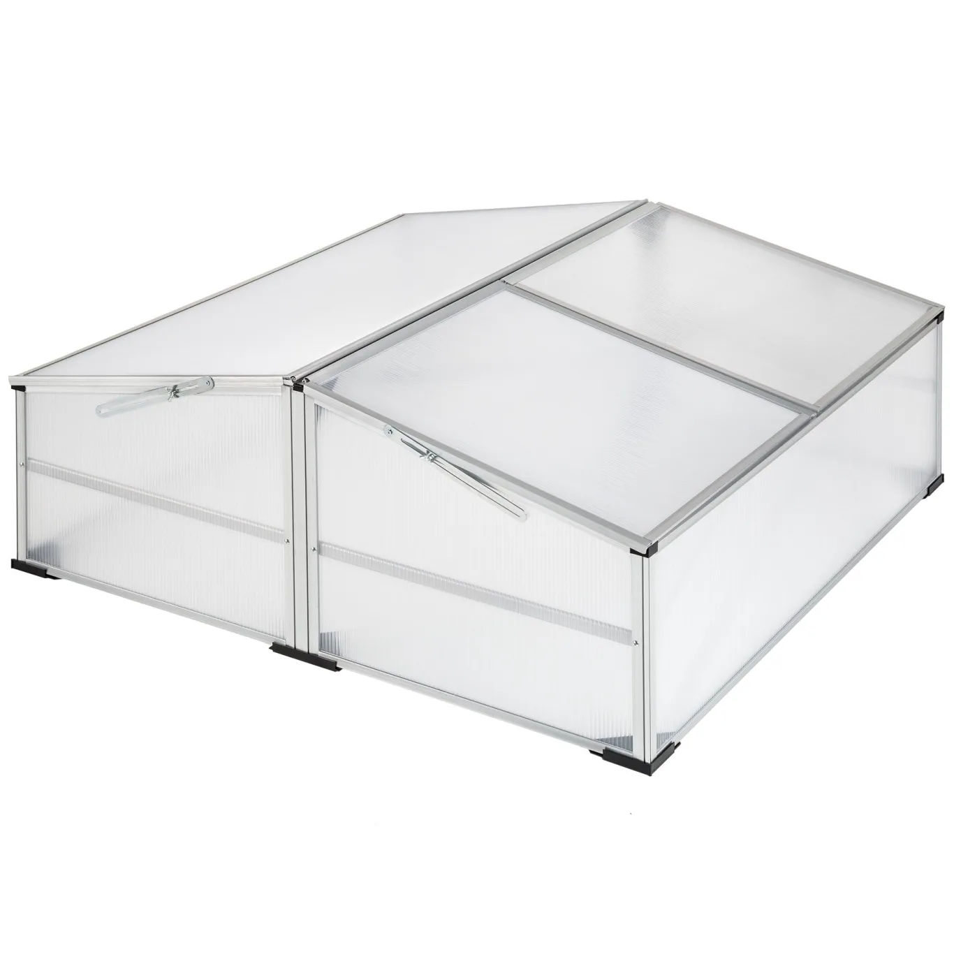 tectake® Frühbeet, Frühbeetaufsatz, Frühbeetkasten, Anzuchtkasten für Hochbeet, Blumenkasten, Anzucht Gewächshaus, Hochbeet Abdeckung, Pflanzkasten Minigewächshaus - 102 x 102 x 41 / 31 cm - Bild 1