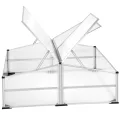 tectake® Frühbeet, Frühbeetaufsatz, Frühbeetkasten, Anzuchtkasten für Hochbeet, Blumenkasten, Anzucht Gewächshaus, Hochbeet Abdeckung, Pflanzkasten Minigewächshaus - 102 x 102 x 41 / 31 cm - Thumbnail 3