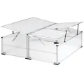tectake® Frühbeet, Frühbeetaufsatz, Frühbeetkasten, Anzuchtkasten für Hochbeet, Blumenkasten, Anzucht Gewächshaus, Hochbeet Abdeckung, Pflanzkasten Minigewächshaus - 102 x 102 x 41 / 31 cm - Thumbnail 9