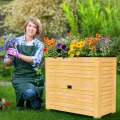 SUNYRISY Hochbeet für Garten mit Stauraum, Holz Hochbeet für Balkon, Outdoor Pflanzkasten Blumenkasten Kräuterbeet, Gartenwerkzeuge Speichern Lagerbox, 85 x 45 x 75 cm, Holzfarbe - Thumbnail 6