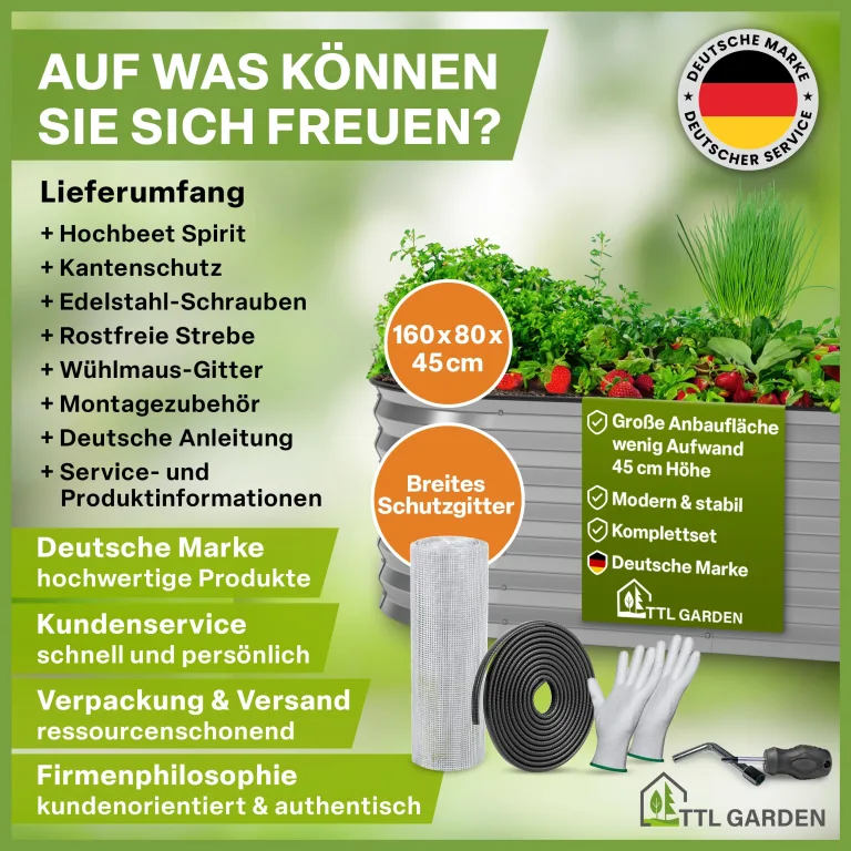 TTL GARDEN 160x80x45cm Spirit M Metall Hochbeet Silber - Stahl rostfrei verzinkt Wellblech ovale Form sehr groß stabil & wetterfest Garten Beet für Gemüse Kräuter Blumen Gartenbeet Gemüsebeet – Bild 9
