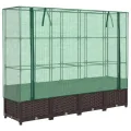 Hochbeet mit Gewächshaus-Aufsatz, Rattan-Optik, Polypropylen, Stabiler Eisenrahmen, Hochbeet mit Abdeckung, Hochbeete Balkon, 160x40x138 cm - Thumbnail 2