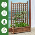 COSTWAY Blumenkasten mit Rankgitter, Pflanzkasten Holz für Kletterpflanzen, Pflanzkübel mit Sichtschutz, Hochbeet mit Spalier & Drainagelöchern, für Garten Hof Balkon, 64,5 x 28 x 120 cm, Braun - Thumbnail 3