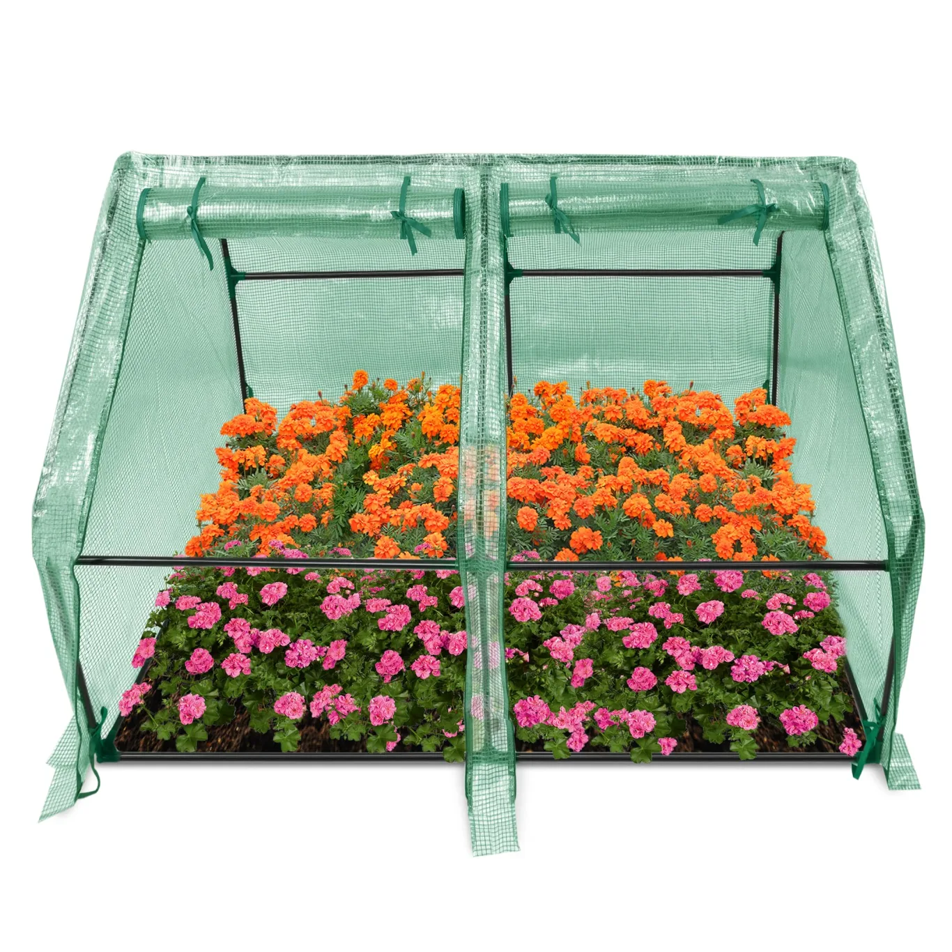 Kleines Gewächshaus 140g/m² HDPE 180x90x90cm Mini Gewächshaus Mit 2 Rollladen Regenschutz UV-beständig Frostbeständig für Garten Balkon (Grün) - Bild 1