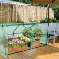 Kleines Gewächshaus 140g/m² HDPE 180x90x90cm Mini Gewächshaus Mit 2 Rollladen Regenschutz UV-beständig Frostbeständig für Garten Balkon (Grün) - Thumbnail 7