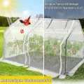 Kleines Gewächshaus Glasfaser 180x90x90cm Mini Gewächshaus Mit 2 Rollladen Insektensicher Atmungsaktiv Tomatengewächshaus,für Garten Balkon (Weiß) - Thumbnail 4