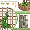COSTWAY Blumenkasten mit Rankgitter, Pflanzkasten Holz auf Rollen, für Kletterpflanzen, Hochbeet mit Spalier, Gartenspalier mit Drainagelöchern, für Garten Hof Balkon, 64 x 28 x 127 cm, Braun – Bild 2