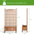 COSTWAY Blumenkasten mit Rankgitter, Pflanzkasten Holz auf Rollen, für Kletterpflanzen, Hochbeet mit Spalier, Gartenspalier mit Drainagelöchern, für Garten Hof Balkon, 64 x 28 x 127 cm, Braun - Thumbnail 7