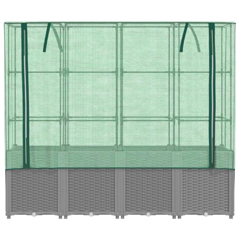 Hochbeet with Gewächshaus-Aufsatz, Polypropylen Material, Rattan Optik, Hochbeet mit Abdeckung, Hochbeete mit Dach, Balkon Pflanzkasten, 160x40x153 cm – Bild 4