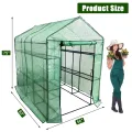 Gewächshaus 143x215x195Cm, Tomatengewächshaus Foliengewächshaus, Tomaten Gewächshaus Balkon Greenhouse Tomatenhaus Mit Rahmen Aus Verzinktem Stahl & Pe Gitterfolie, Treibhaus Für Garten Aufzucht, Grün - Thumbnail 2