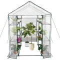 Gewächshaus 143x215x195Cm, Tomatengewächshaus Foliengewächshaus, Tomaten Gewächshaus Balkon Greenhouse Tomatenhaus Mit Rahmen Aus Verzinktem Stahl & Pe Gitterfolie, Treibhaus Für Garten Aufzucht, Grün - Thumbnail 8