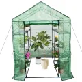 Gewächshaus 143x143x195Cm, Tomatengewächshaus Foliengewächshaus, Tomaten Gewächshaus Balkon Greenhouse Tomatenhaus Mit Rahmen Aus Verzinktem Stahl & Pe Gitterfolie, Treibhaus Für Garten Aufzucht, Grün - Thumbnail 10