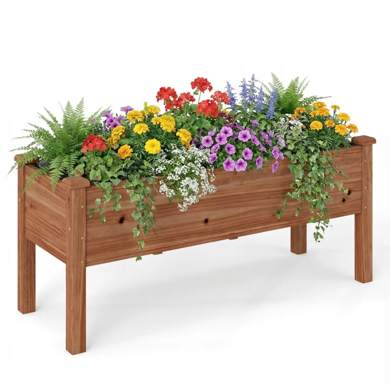 COSTWAY Hochbeet Holz Dual, Erhöhtes Gartenbeet, Pflanzkasten mit Trennwand & Drainagelöchern, Gemüsebeet Pflanzbeet rechteckig, Kräuterbeet für Balkon Garten Terrasse, 184 x 58 x 77 cm (Braun) – Bild 10