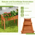 COSTWAY Hochbeet Holz Dual, Erhöhtes Gartenbeet, Pflanzkasten mit Trennwand & Drainagelöchern, Gemüsebeet Pflanzbeet rechteckig, Kräuterbeet für Balkon Garten Terrasse, 184 x 58 x 77 cm (Braun) - Thumbnail 5