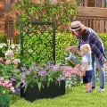 COSTWAY Blumenkasten mit Rankgitter, Pflanzkasten für Kletterpflanzen, Hochbeet mit Spalier, Blumenkübel für Garten Balkon Sichtschutz, Gartenspalier Metall, 63x31x112 cm, Schwarz - Thumbnail 8
