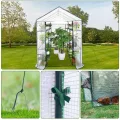 Gewächshaus 143x215x195Cm, Tomatengewächshaus Foliengewächshaus, Tomaten Gewächshaus Balkon Greenhouse Tomatenhaus Mit Rahmen Aus Verzinktem Stahl & Pe Gitterfolie, Treibhaus Für Garten Aufzucht, Weiß - Thumbnail 3