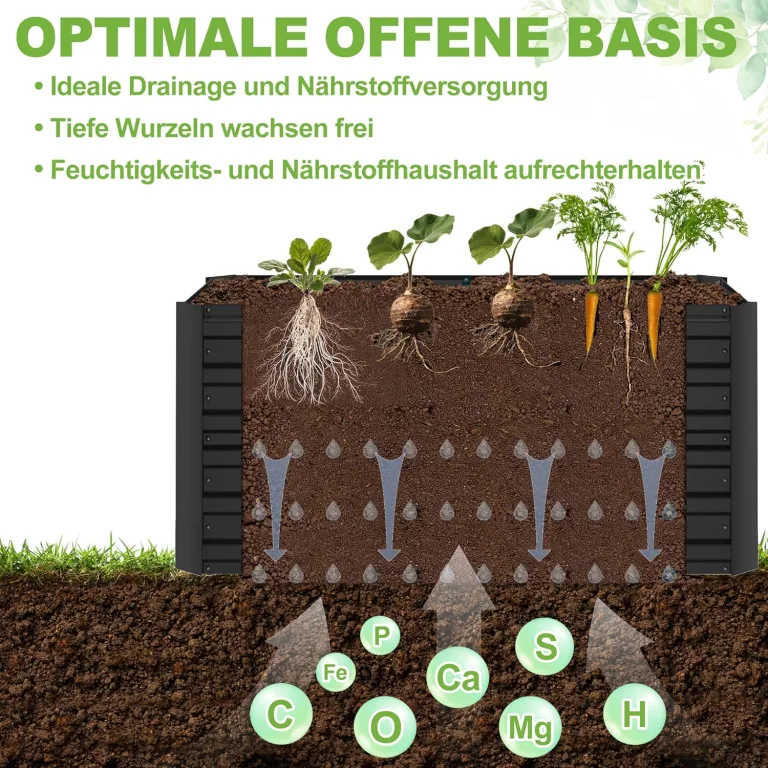 Hochbeet Metall,975L Pflanzkasten Hochbeete für Garten,Rostfreies Stahlblech Kräuterbeet, Verzinktes Gemüsebeet Pflanzenbeet zum Anbau von Gemüse, Blumen, 180x90x58 cm Rechteckigl,Schwarz M – Bild 5