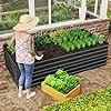 Hochbeet Metall,975L Pflanzkasten Hochbeete für Garten,Rostfreies Stahlblech Kräuterbeet, Verzinktes Gemüsebeet Pflanzenbeet zum Anbau von Gemüse, Blumen, 180x90x58 cm Rechteckigl,Schwarz M - Thumbnail 2
