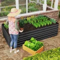 LZQ Hochbeet Metall,2160L Pflanzkasten Hochbeete für Garten,Rostfreies Stahlblech Kräuterbeet, Verzinktes Gemüsebeet Pflanzenbeet zum Anbau von Gemüse, Blumen, 300x120x58 cm Rechteckigl,Schwarz XL - Thumbnail 2