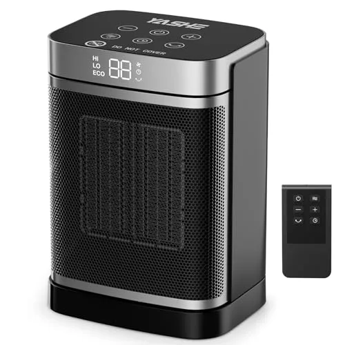 YASHE Heizlüfter Energiesparend 1500W Heizung Elektrisch mit Fernbedienung, Thermostat PTC-Keramik Heizung 70° Oszillierend 24-Std-Timer Überhitzungs-Kippschutz Kindersicherung – Bild 8