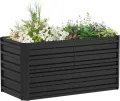 120x60x58cm Hochbeet Verzinkter Stahl Gemüsebeet Kräuterbeet Pflanzkasten Frühbeet Hochbeete-Kit Pflanzenbeet Gemüsebeet Blumenkasten für Beet, Garten und Terrasse Rechteck-Schwarz - Thumbnail 1