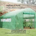 Outsunny Gartengewächshaus 12 m², 4 x 3 x 2 m Garten-Tunnelgewächshaus mit Rolltüren und großen Netzfenstern, Gewächshaus aus verzinktem Stahl und UV-beständigem PE mit hoher Dichte 140 g/m², grün - Thumbnail 3