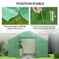 Outsunny Gartengewächshaus 12 m², 4 x 3 x 2 m Garten-Tunnelgewächshaus mit Rolltüren und großen Netzfenstern, Gewächshaus aus verzinktem Stahl und UV-beständigem PE mit hoher Dichte 140 g/m², grün - Thumbnail 6