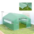Outsunny Gartengewächshaus 12 m², 4 x 3 x 2 m Garten-Tunnelgewächshaus mit Rolltüren und großen Netzfenstern, Gewächshaus aus verzinktem Stahl und UV-beständigem PE mit hoher Dichte 140 g/m², grün - Thumbnail 7