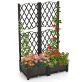 GOPLUS Blumenkasten mit Rankgitter, Hochbeet mit Spalier für Kletterpflanzen & Topfpflanzen, Tiefes Pflanzbeet mit Drainagelöchern für Balkon, Hinterhof & Garten (Schwarz, 63 x 31 x 112 cm) - Thumbnail 7
