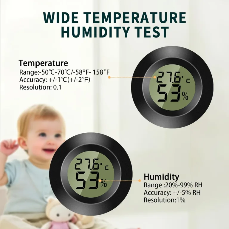 Hygrometer Thermometer Mini Digital Temperatur Luftfeuchtigkeitsmessgerät Rund Humidity Meter für Innenräume, Gewächshäuser, Terrarien, Gitarrenkoffer,Humidor, Inkubatoren & Glas (3er Pack) – Bild 8