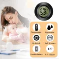 Hygrometer Thermometer Mini Digital Temperatur Luftfeuchtigkeitsmessgerät Rund Humidity Meter für Innenräume, Gewächshäuser, Terrarien, Gitarrenkoffer,Humidor, Inkubatoren & Glas (3er Pack) - Thumbnail 2
