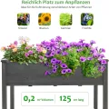 COSTWAY Hochbeet Holz, Anzuchtbeet groß, Frühbeet Pflanzkübel Pflanzkasten, Blumenkübel Kräuterbeet Pflanztrog, Pflanzbeet im Garten Balkon außen, 125 x 59 x 76 cm (Grau) - Thumbnail 4